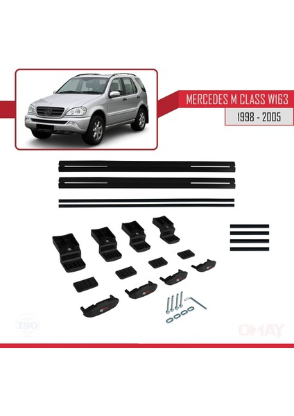 Mercedes M Class (W163) 1998-2005 Arası ile Uyumlu Basıc Model Universal Ara Atkı Tavan Barı Siyah 2 Adet indirimleri