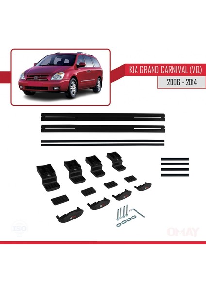 Kia Grand Carnival (Vq) 2006-2014 Arası ile Uyumlu Basıc Model Universal Ara Atkı Tavan Barı Siyah 2 Adet indirimleri