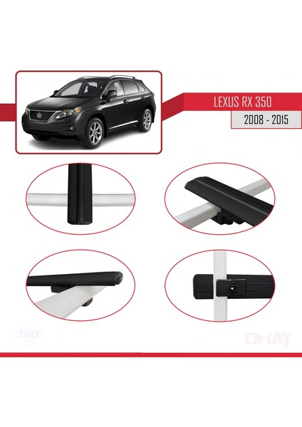 Lexus RX350 - RX350-2 2008-2015 Arası ile Uyumlu Basıc Model Universal Ara Atkı Tavan Barı Siyah 2 Adet modelleri