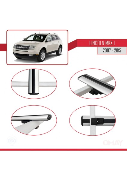 Lincoln Mkx 2007-2015 Arası ile Uyumlu Basıc Model Universal Ara Atkı Tavan Barı Gri 2 Adet modelleri