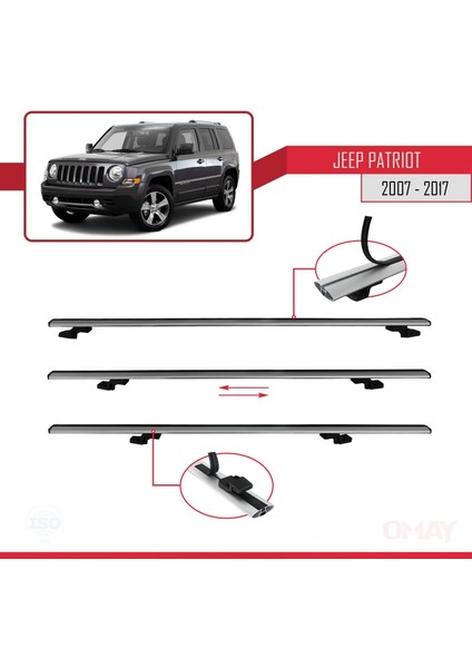 Jeep Patriot 2007-2017 Arası ile Uyumlu Basıc Model Universal Ara Atkı Tavan Barı Gri 2 Adet fırsatları
