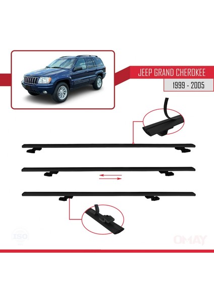 Jeep Grand Cherokee 1999-2005 Arası ile Uyumlu Basıc Model Universal Ara Atkı Tavan Barı Siyah 2 Adet fırsatları