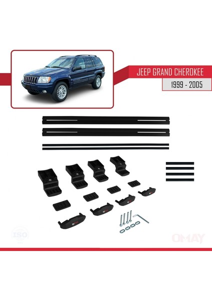 Jeep Grand Cherokee 1999-2005 Arası ile Uyumlu Basıc Model Universal Ara Atkı Tavan Barı Siyah 2 Adet indirimleri