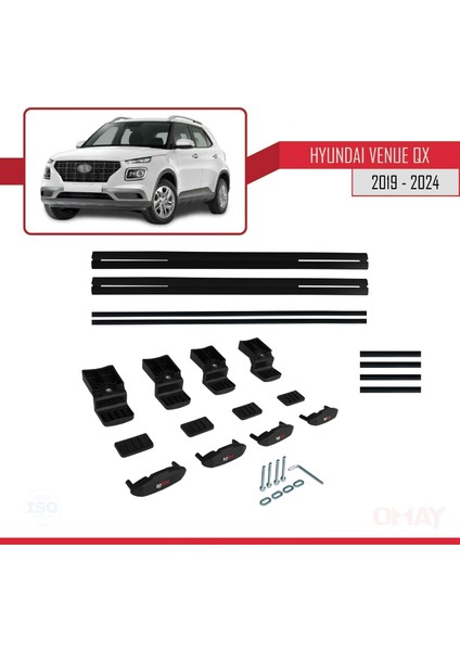 Hyundai Venue (Qx) 2019 ve Sonrası ile Uyumlu Basıc Model Universal Ara Atkı Tavan Barı Siyah 2 Adet indirimleri