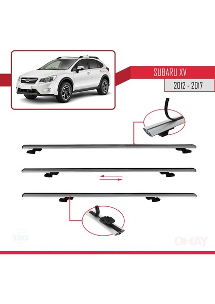Subaru Xv 2012-2017 Arası ile Uyumlu Basıc Model Universal Ara Atkı Tavan Barı Gri 2 Adet indirimleri