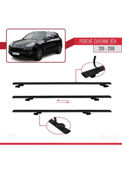 Porsche Cayenne 92A 2011-2018 Arası ile Uyumlu Basıc Model Universal Ara Atkı Tavan Barı Siyah 2 Adet fırsatları