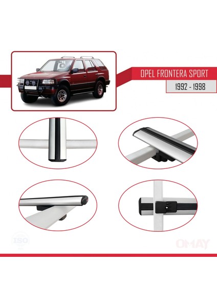 Opel Frontera Sport 1992-1998 Arası ile Uyumlu Basıc Model Universal Ara Atkı Tavan Barı Gri 2 Adet modelleri