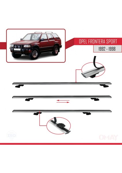 Opel Frontera Sport 1992-1998 Arası ile Uyumlu Basıc Model Universal Ara Atkı Tavan Barı Gri 2 Adet fırsatları