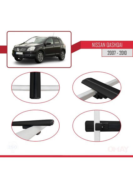 Nissan Qashqai 2007-2010 Arası ile Uyumlu Basıc Model Universal Ara Atkı Tavan Barı Siyah 2 Adet modelleri
