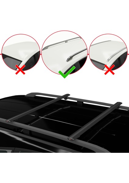 Opel Combo (C) 2001-2011 Arası ile Uyumlu Basıc Model Universal Ara Atkı Tavan Barı Siyah 2 Adet