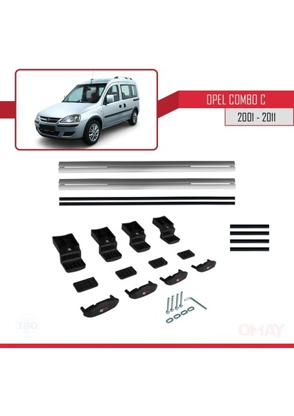 Opel Combo (C) 2001-2011 Arası ile Uyumlu Basıc Model Universal Ara Atkı Tavan Barı Gri 2 Adet indirimleri