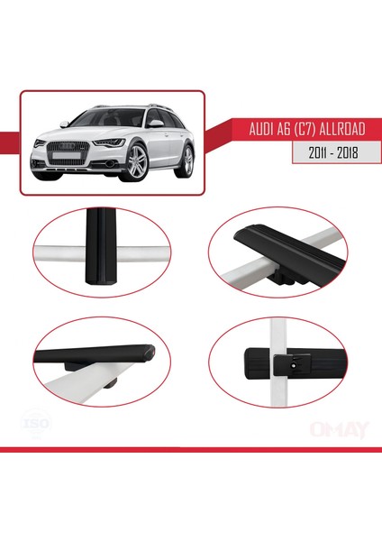 Audi A6 (C7) Allroad 2011-2018 Arası ile Uyumlu Basıc Model Universal Ara Atkı Tavan Barı Siyah 2 Adet fırsatları