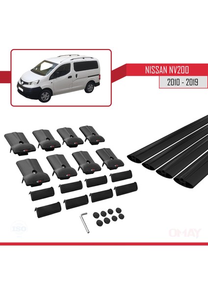Nissan NV200 2010-2019 Arası ile Uyumlu Fly Model Ara Atkı Tavan Barı Siyah 4 Adet indirimleri
