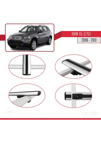 Bmw X5 (E70) 2006-2013 Arası ile Uyumlu Basıc Model Universal Ara Atkı Tavan Barı Gri 2 Adet fırsatları