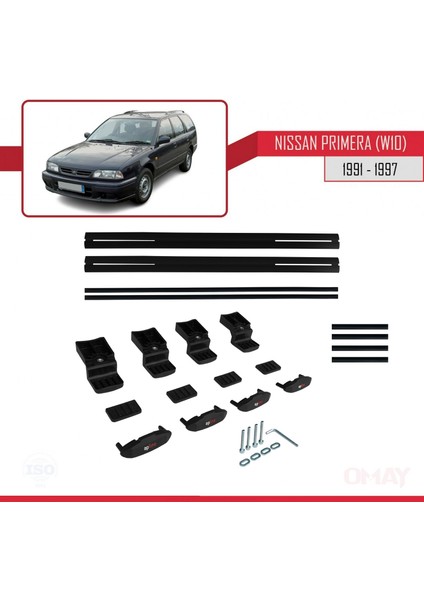 Nissan Primera (W10) 1991-1997 Arası ile Uyumlu Basıc Model Universal Ara Atkı Tavan Barı Siyah 2 Adet indirimleri
