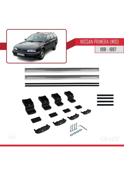 Nissan Primera (W10) 1991-1997 Arası ile Uyumlu Basıc Model Universal Ara Atkı Tavan Barı Gri 2 Adet