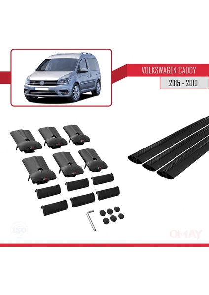 Volkswagen Caddy 2015-2019 Arası ile Uyumlu Fly Model Ara Atkı Tavan Barı Siyah 3 Adet indirimleri