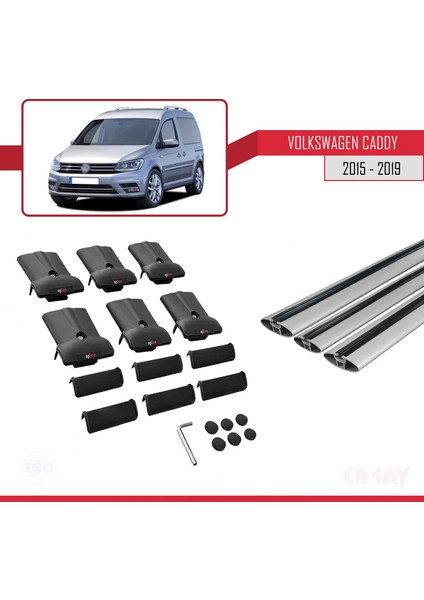 Volkswagen Caddy 2015-2019 Arası ile Uyumlu Fly Model Ara Atkı Tavan Barı Gri 3 Adet indirimleri