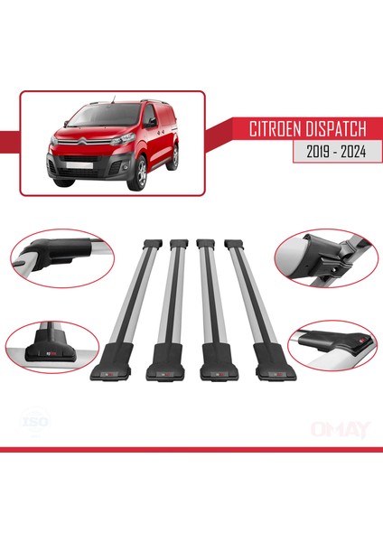 Citroen Dispatch 2019 ve Sonrası ile Uyumlu Fly Model Ara Atkı Tavan Barı Gri 4 Adet fırsatları