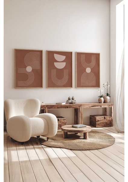 Gerçek Ahşap Çerçeveli 3 Parça 3D Poster Tablo Seti