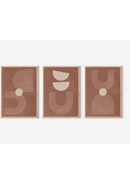 Gerçek Ahşap Çerçeveli 3 Parça 3D Poster Tablo Seti