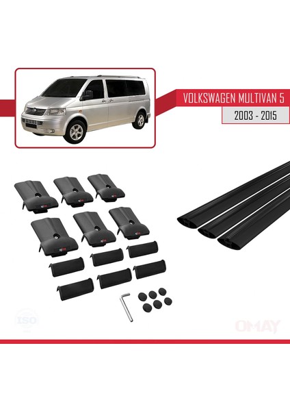 Volkswagen Multivan (T5) 2003-2015 Arası ile Uyumlu Fly Model Ara Atkı Tavan Barı Siyah 3 Adet indirimleri