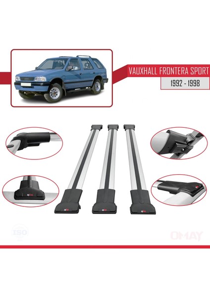Vauxhall Frontera Sport 1992-1998 Arası ile Uyumlu Fly Model Ara Atkı Tavan Barı Gri 3 Adet fırsatları