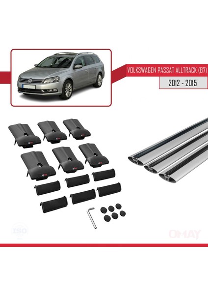 Volkswagen Passat Alltrack (B7) 2012-2015 Arası ile Uyumlu Fly Model Ara Atkı Tavan Barı Gri 3 Adet indirimleri