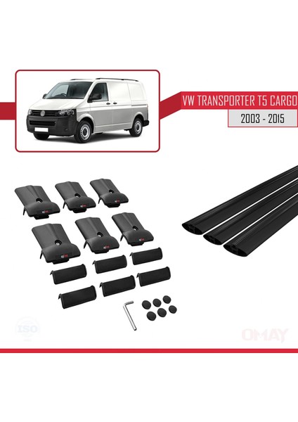 Volkswagen Transporter (T5) 2003-2015 Arası ile Uyumlu Fly Model Ara Atkı Tavan Barı Siyah 3 Adet indirimleri