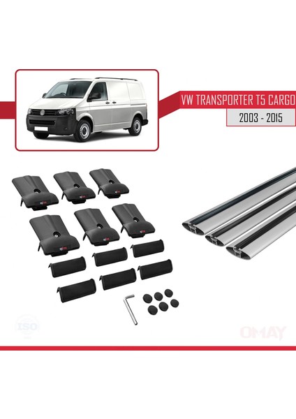 Volkswagen Transporter (T5) 2003-2015 Arası ile Uyumlu Fly Model Ara Atkı Tavan Barı Gri 3 Adet