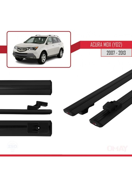 Acura Mdx (Yd2) 2007-2013 Arası ile Uyumlu Basıc Model Universal Ara Atkı Tavan Barı Siyah 2 Adet