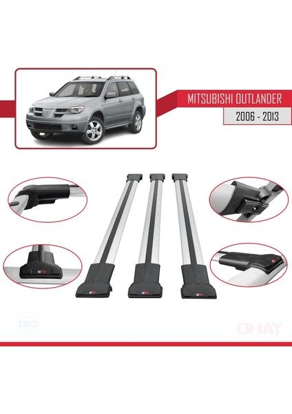 Mitsubishi Outlander 2006-2013 Arası ile Uyumlu Fly Model Ara Atkı Tavan Barı Gri 3 Adet fırsatları