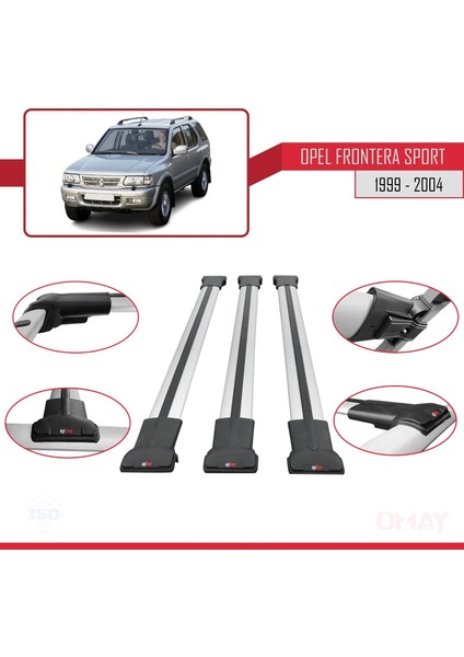 Opel Frontera Sport 1999-2004 Arası ile Uyumlu Fly Model Ara Atkı Tavan Barı Gri 3 Adet fırsatları