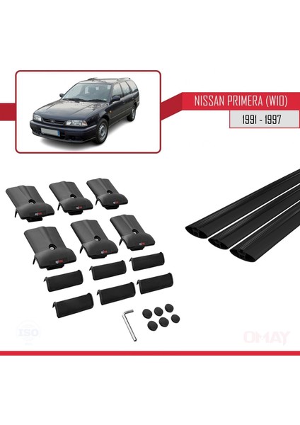 Nissan Primera (W10) 1991-1997 Arası ile Uyumlu Fly Model Ara Atkı Tavan Barı Siyah 3 Adet indirimleri
