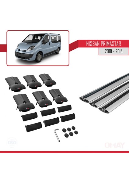 Nissan Primastar 2001-2014 Arası ile Uyumlu Fly Model Ara Atkı Tavan Barı Gri 3 Adet indirimleri