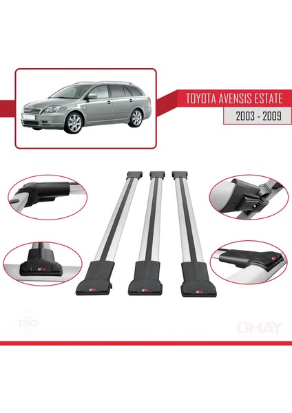 Toyota Avensis Sw 2003-2009 Arası ile Uyumlu Fly Model Ara Atkı Tavan Barı Gri 3 Adet fırsatları