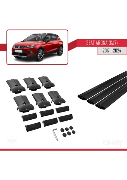 Seat Arona (Kj7) 2017 ve Sonrası ile Uyumlu Fly Model Ara Atkı Tavan Barı Siyah 3 Adet indirimleri