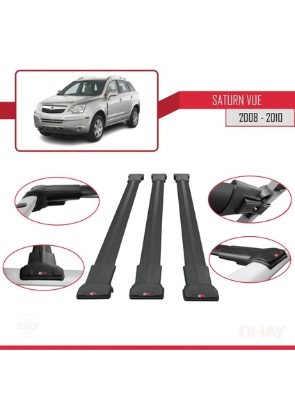 Saturn Vue Opel Antara 2008-2010 Arası ile Uyumlu Fly Model Ara Atkı Tavan Barı Siyah 3 Adet fırsatları