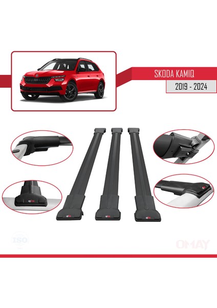 Skoda Kamiq 2019 ve Sonrası ile Uyumlu Fly Model Ara Atkı Tavan Barı Siyah 3 Adet fırsatları