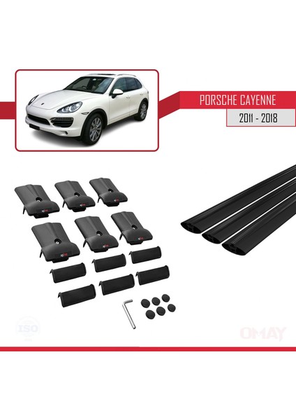 Porsche Cayenne 92A 2011-2018 Arası ile Uyumlu Fly Model Ara Atkı Tavan Barı Siyah 3 Adet indirimleri