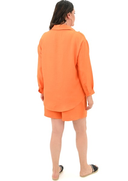 Kadın Büyük Beden Şortlu Keten Takım 8121-25 fırsatları