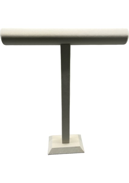 Yerli Üretim Süet Kaplama Krem Renk Uzun 48/41CM Kolye -Tesbih Sergileme Standı