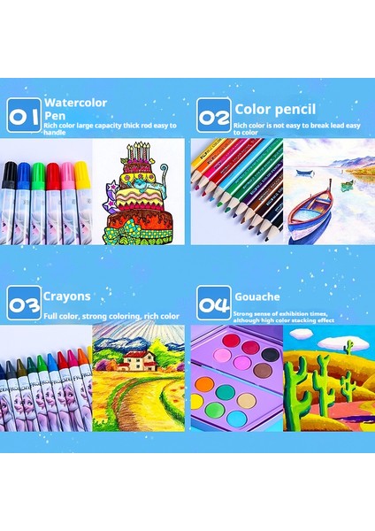 Rındu Çocuk Çizimi Için 46 Parça Suluboya Kalem Seti (Yurt Dışından) fiyatları