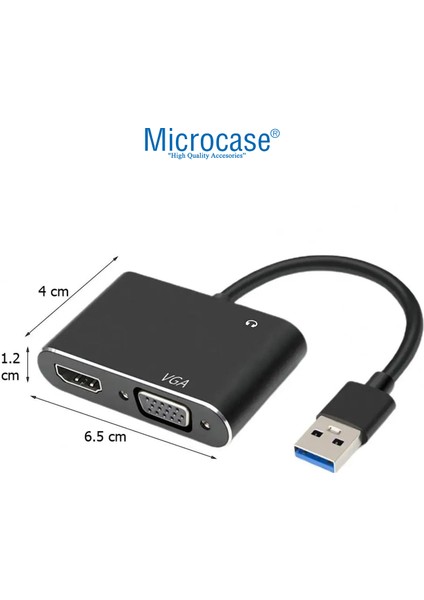 USB 30 Hdmı-Vga-Aux Görüntü Aktarıcı Adaptör Çevirici AL4331