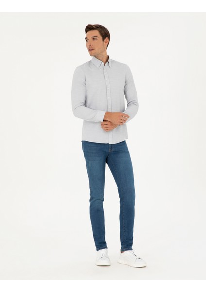 Erkek Gri Slim Fit Uzun Kollu Gömlek 50291042-VR024