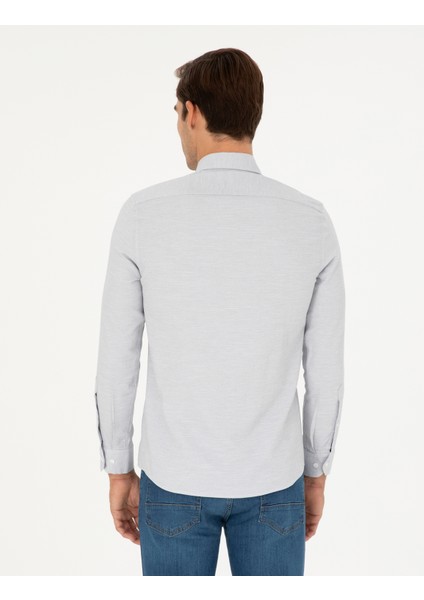 Erkek Gri Slim Fit Uzun Kollu Gömlek 50291042-VR024