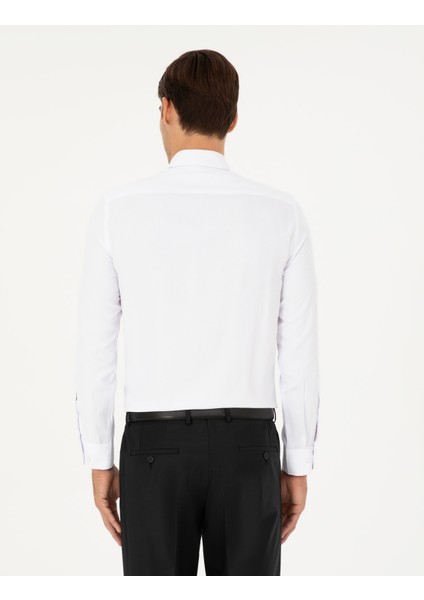 Erkek Beyaz Oxford Slim Fit Uzun Kollu Gömlek 50289396-VR013