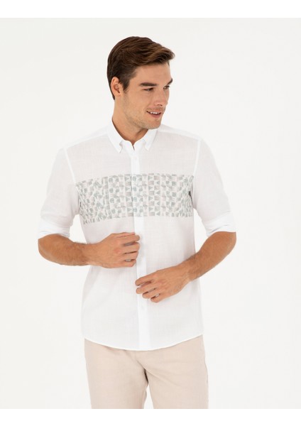Erkek Yeşil Regular Fit Uzun Kollu Gömlek 50284177-VR016