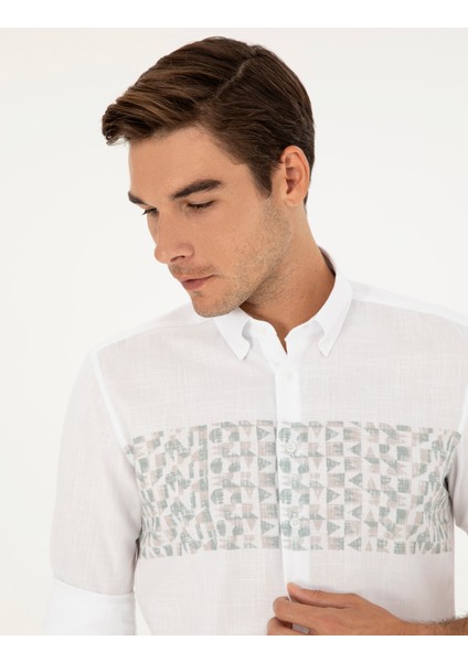 Erkek Yeşil Regular Fit Uzun Kollu Gömlek 50284177-VR016