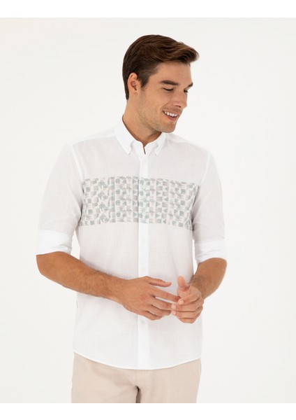 Erkek Yeşil Regular Fit Uzun Kollu Gömlek 50284177-VR016